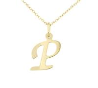 forme di Lucchetta - Ciondolo Lettera P Iniziale Nome in Oro Giallo 9 carati - Catenina d'oro 45cm, Collane d'Oro Vero per Regalo Donna Ragazza