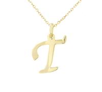 forme di Lucchetta - Ciondolo Lettera T Iniziale Nome in Oro Giallo 9 carati, Catenina d'oro 45cm, Collane d'Oro Vero per Regalo Donna Ragazza