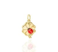 forme di Lucchetta - Ciondolo Quadrifoglio con Coccinella d'Oro, Gioiello Made in Italy Portafortuna da Regalare con o senza Zaffiri, per Compleanno Donna Mamma Ragazza (Coccinella Rossa)