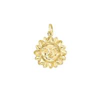 forme di Lucchetta - Ciondolo Sole con Sorriso in Oro Giallo 14 carati, diametro 16mm, Charms e Ciondoli per Catenina (fino a 4mm) per Donna Ragazza