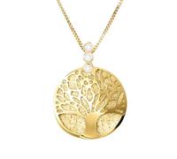 forme di Lucchetta - Collana con Ciondolo Albero della Vita con Zaffiri | Oro Giallo 14 carati | Catenina lunga 45cm, Collane d'Oro Vero per Regalo Donna Ragazza