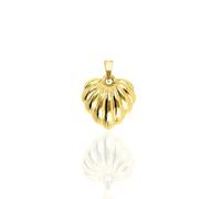 forme di Lucchetta - Cuore Bombato Design Conchiglia, Ciondolo Oro Donna 14kt per Catenina fino 4mm