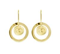 forme di Lucchetta - Orecchini Oro Giallo 9 carati con Cerchio Grande 18mm con Centrale effetto 3D, Orecchini Donna d'Oro Vero