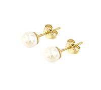 forme di Lucchetta - Orecchini Perle Donna Oro 18k Vero - Perla Coltivata Bianca Rotonda d'Acqua Dolce, Confezione Regalo Donna 5.5/6mm
