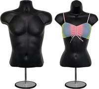 Forme di manichino nero maschio e femmina torso (vita lunga) con supporto in metallo e gancio per appendere pantaloni by DisplayTown