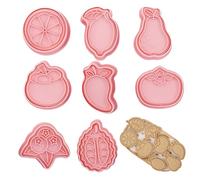 Forme di scorrimento degli ostacoli del biscotto al cartoon, 3D Cartoon-Lemon Backforms | Set di 6 parti con forme di mango, durian, pera, manico e mirtillo rosso, forme di biscotti con