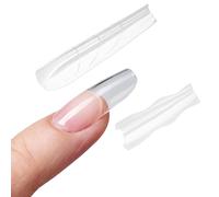 Forme doppie per unghie a sandwich per costruttore di gel, 360 pezzi, trasparente, design superiore e inferiore, per estensioni in gel per costruttori di gel, 15 dimensioni (punte lunghe per unghie a