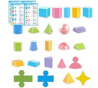 Forme geometriche a tinta unita - 20 pezzi pieghevoli prospettive educative, forme geometriche matematiche scolastiche | per bambini, insegnanti, studenti, genitori, scuola, asilo, apprendimento