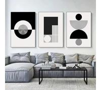 Forme geometriche astratte, immagini su tela, poster, decorazione murale in bianco e nero per soggiorno, 60x90cmx3, senza cornice.