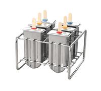 Forme Ice Pop - 6 pezzi in acciaio sul manico, in metallo - Set di vassoi per freeze | Durable - Forme non in TIAK - producono deliziosi piaceri di ghiaccio con bastoncini di legno per