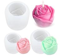 Forme in silicone per rose 3 pezzi,Forme in silicone per fiori per candele,3D Rose Stampi,Stampi in Silicone per Candele, Saponi, Decorazioni Artigianali, Ice Cube