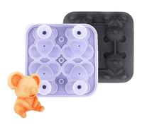 Forme per Ghiaccio Cocktail,Vassoio Per Ghiaccio 4 Scomparti a Forma di Orso | Stampo Rotondo Per Casa Facile Da Sformare Per Bibite Frigo Cucina Alimenti Bevande Fredde Pappa