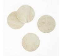 FORME STUDIO Set 4 Sottobicchieri in Ceramica Effetto Marmo Travertino Chiaro - Eleganti, Antigraffio e Antibatterici - Accessorio da Tavola Made in Italy