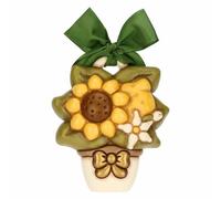 THUN, Formella con Girasole e Limone in Ceramica Decorata a Mano, Versione Media, Idea Regalo, 13 x 15 x 4 cm