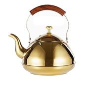 Formello piano cognello Top-stufa Timocchia in acciaio inossidabile con colino da tè, golfoccheaute per cuoce a induzione a gas Tea Tea Hollettle Handle Whistle Teakettle (oro, 1.5L)