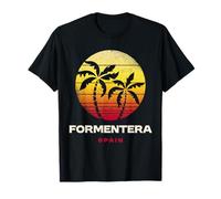 Formentera Spagna Retro Tramonto Design Maglietta