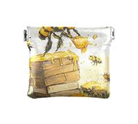 Formiche che trasportano cibo personalizzato piccolo portamonete in pelle impermeabile carta organizzatori chiave per donne ragazze, Miele Di Raccolta Delle, 1 size, moderno