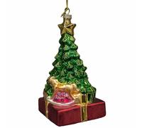 Formina in vetro Albero di Natale su pacco regalo 18,5cm