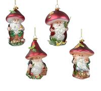 Formina in vetro Babbo Natale con cappello a fungo 12cm 1 pezzo