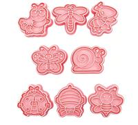 Formine Biscotti 8 Pezzi in Plastica per Fai da Te, Stampi Biscotti Set con Forma di Fiori e Insetti, Tagliabiscotti per Pasta di Zucchero, Utensili da Cucina per Bambini e Adulti (Insetti)
