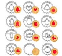 Formine Biscotti Natale 12 Pezzi, Nifogo Stampi Biscotti Natale in Acciaio Inox, Albero di Natale, Cuore, Campanella, Omino di Panpepato, Babbo Natale, Pupazzo di Neve, Caramella, ecc