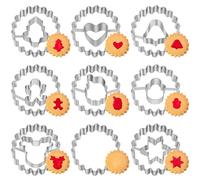 Formine Biscotti Natale 9 Pezzi, Kimfead Stampi Biscotti Natale in Acciaio Inox, Babbo Natale, Albero di Natale, Omino di Panpepato, Fiocco di Neve, Pupazzo di Neve, Renna, Cuore, ecc