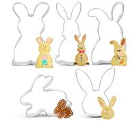 Formine Biscotti Pasqua Grandi, 5 Pezzi Stampino per biscotti a forma di coniglietto pasquale，Stampi biscotti pasqua，Tagliabiscotti pasquali in acciaio inox，per la preparazione dei biscotti pasquali