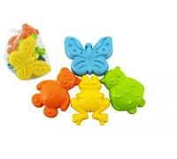 formine di plastica per sabbia con animaletti, set da 4 pezzi in rete