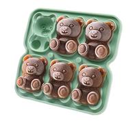 Formine Ghiaccio Vassoio a forma di orso 3D, carino per whisky, 4 fori, grandi vassoi a forma di orso, divertente per gli amanti degli orsi (Light Green3, B)