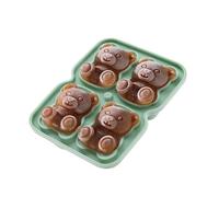 Formine Ghiaccio Vassoio a forma di orso 3D, carino per whisky, 4 fori, grandi vassoi a forma di orso, divertente per gli amanti degli orsi (Light Green2, B)