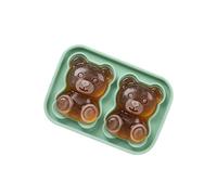 Formine Ghiaccio Vassoio a forma di orso 3D, carino per whisky, 4 fori, grandi vassoi a forma di orso, divertente per gli amanti degli orsi (Light Green1, B)