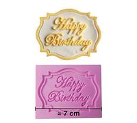 Formine in silicone, 3D, scritta "Happy birthday", stampo per pasta di zucchero, decorazione di torte, ecc.