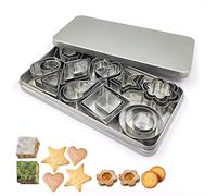 Formine per Biscotti, 30 pezzi Formine Biscotti,Coppapasta Tagliabiscotti Cuore DIY Forme Biscotti Cuore Fiore Tondi Stella ecc