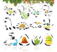 Formine per Biscotti Bambini,12 Pezzi Stampi Biscotti Dinosauro,Formine Dinosauri,Tagliabiscotti Natale in Acciaio Inox,DIY Stampi per Biscotti Pasticceria,per Decorazione Pasqua Natale