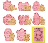 Formine per Biscotti di Halloween,8PCS 3D Halloween Stampi Biscotti,Il mago della zucca divertenti per kit di cottura,Tagliabiscotti di per Fondente, Pasticcini, Decorazione di Torte