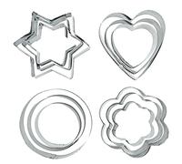 Formine per Biscotti in Acciaio Inox di 12 pezzi, Mini Stampini Taglierine di Varie Forme Geometriche di Cuore Stella Fiore per Pasta Torta Pasticceria