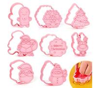 Formine per Biscotti Natale, 8 pezzi Stampini Biscotti Natale, 3D Pressable Formine per Biscotti, Christmas Cookie Cutter per Biscotti Natalizie Torta, Gingerbread Man, Fiocco di neve, Renna