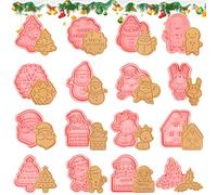 Formine per Biscotti Natalizi 16 Pezzi stampino per biscotti natalizi 3D Tagliabiscotti Natale Plastica Christmas Cutter Cookie Stampi Biscotti Natalizi Plastica per Biscotti Torta