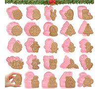 Formine per Biscotti Natalizi,24Pcs Formine Biscotti Natale 3D Tagliabiscotti Natale,plastica Stampo per Biscotti Natalizi Set -Natale forme assortite Carino Per DIY Biscotto Dolci Torta(D)