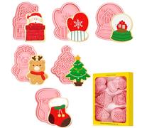 Formine per Biscotti Natalizi, 6Pcs Stampo per Biscotti Natalizi, Formine Biscotti Natale 3D, Formine Biscotti Plastica, forme assortite, Christmas Cookie Cutter Per Decorare Biscotto Dolci Torta (A)