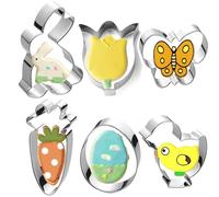 Formine per Biscotti Pasqua Grande- Cappello da Strega, Coniglio, carota, farfalla, uovo, pulcino, fiore in Acciaio Inox Taglia Biscotti