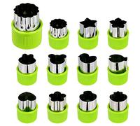 Formine per Biscotti Verdura Mold Fiori Mini Frutta Cutter per Cookie Tagliatelle Fondente per Strumenti di Decorativo Food per Bambini 12 Pezzi Verde