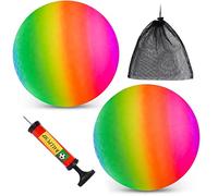 FORMIZON 2 Pezzi Palla Morbida in PVC per Bambini, Pallone da Spiaggia Arcobaleno, Palla Gonfiabile Arcobaleno di Colore, Palla Che Rimbalza, Palla PVC Bouncy Kickball per All'aperto Interno