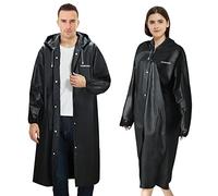 FORMIZON 2 Pezzi Poncho Impermeabile, Poncho Riutilizzabile, Mantella Antipioggia EVA, Ponchos con Cappuccio, Ponchos Antipioggia Traslucido, Portatile Copripioggia per Adulti, Uomo e Donna (Nero)