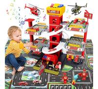 FORMIZON 5 Piani Parcheggio per Bambini dai 3 Ann, Parcheggio Macchinine con Garage, Ascensore, Rampe, Effetti Sonori e Luminosi, Garage Mmacchine per Bambini con 8 Autos e 3 Elicottero
