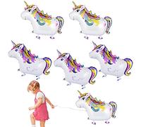 FORMIZON 6 Pezzi Passeggio Palloncini di Animali, Alluminio Palloncini di Unicorn, Palloncini Unicorn Camminano, Palloncini per Bambini Decorazioni per Festa di Compleanno per Bambini(Unicorno)