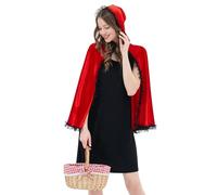 FORMIZON Costume Cappuccetto Rosso, Little Red Riding Hood Cape, Cappuccetto Rosso Mantello, Red Cape con Pizzo 3D, Mantello Cappuccetto Rosso Donna, Costume per Travestimento Carnevale di Natale