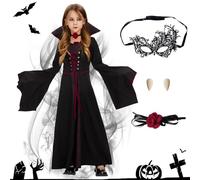 FORMIZON Costume Vampira Bambina, Vampire Queen Costume, Abito da Vampiro, Vampire Girl Costumi, Costumi da Vampiro di Halloween, Gothic Vampira Queen Dress per Cosplay Festa/Carnevale (120)