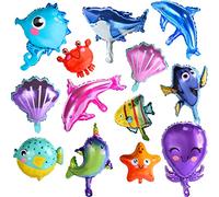 FORMIZON Mare Animale Palloncini 13 Pezzi Palloncini Pesce Palloncini Gonfiabili a Forma di Pesce Pallone Squalo Palloncino Animali Oceano Decorazione Festa di Compleanno Bambini