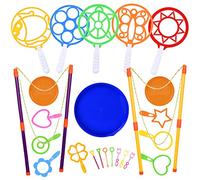 FORMIZON Set Bolle di Sapone Giganti - 24 pcs Bacchetta, Kit Macchina Multicolore per Bambini - per Allaperto, Giardino, Festa di Compleanno